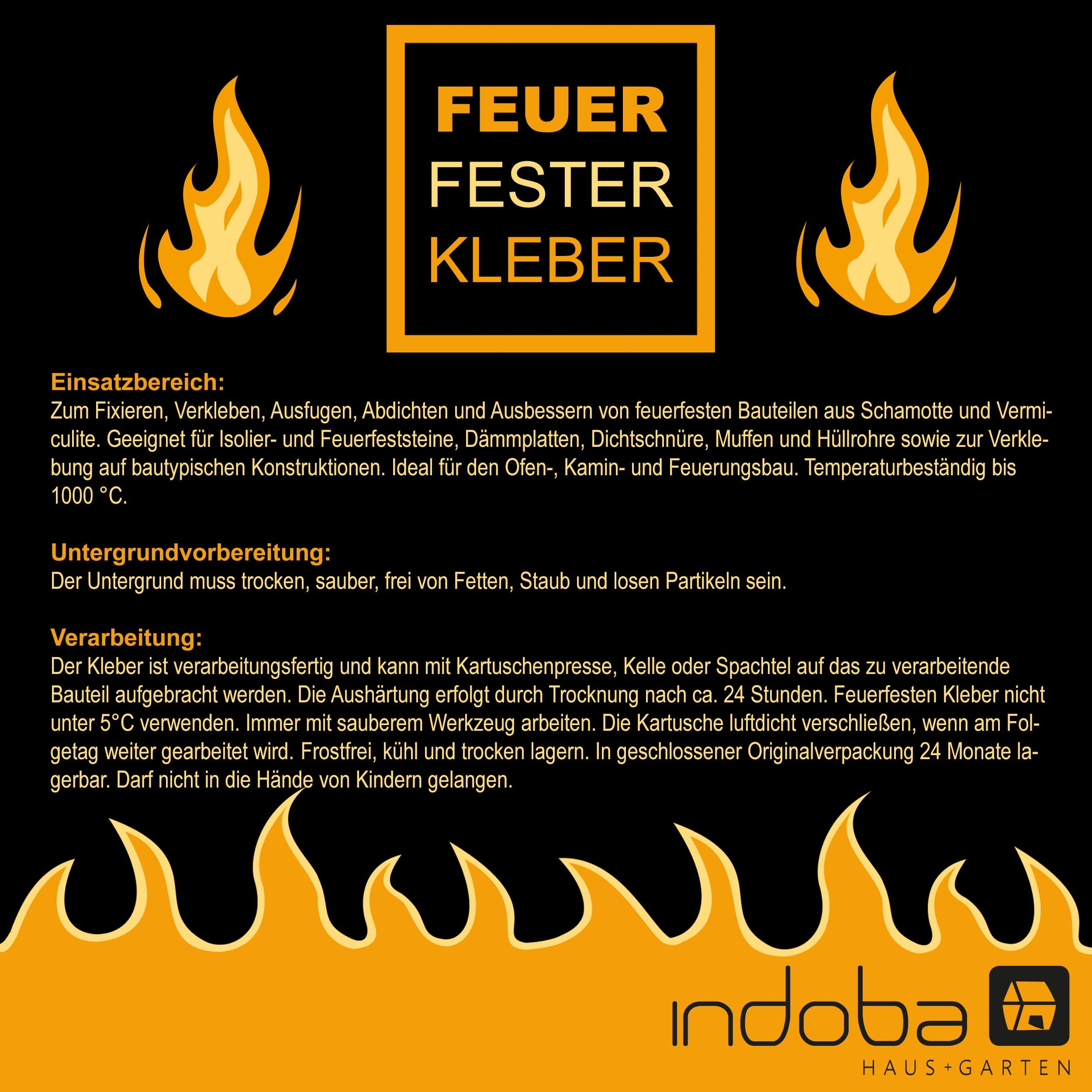 Feuerfester Kleber - Hochtemperaturkleber, Schamottkleber, Ofenkleber, 6 Stück, grau/beige, IND-70700-FFKL-06