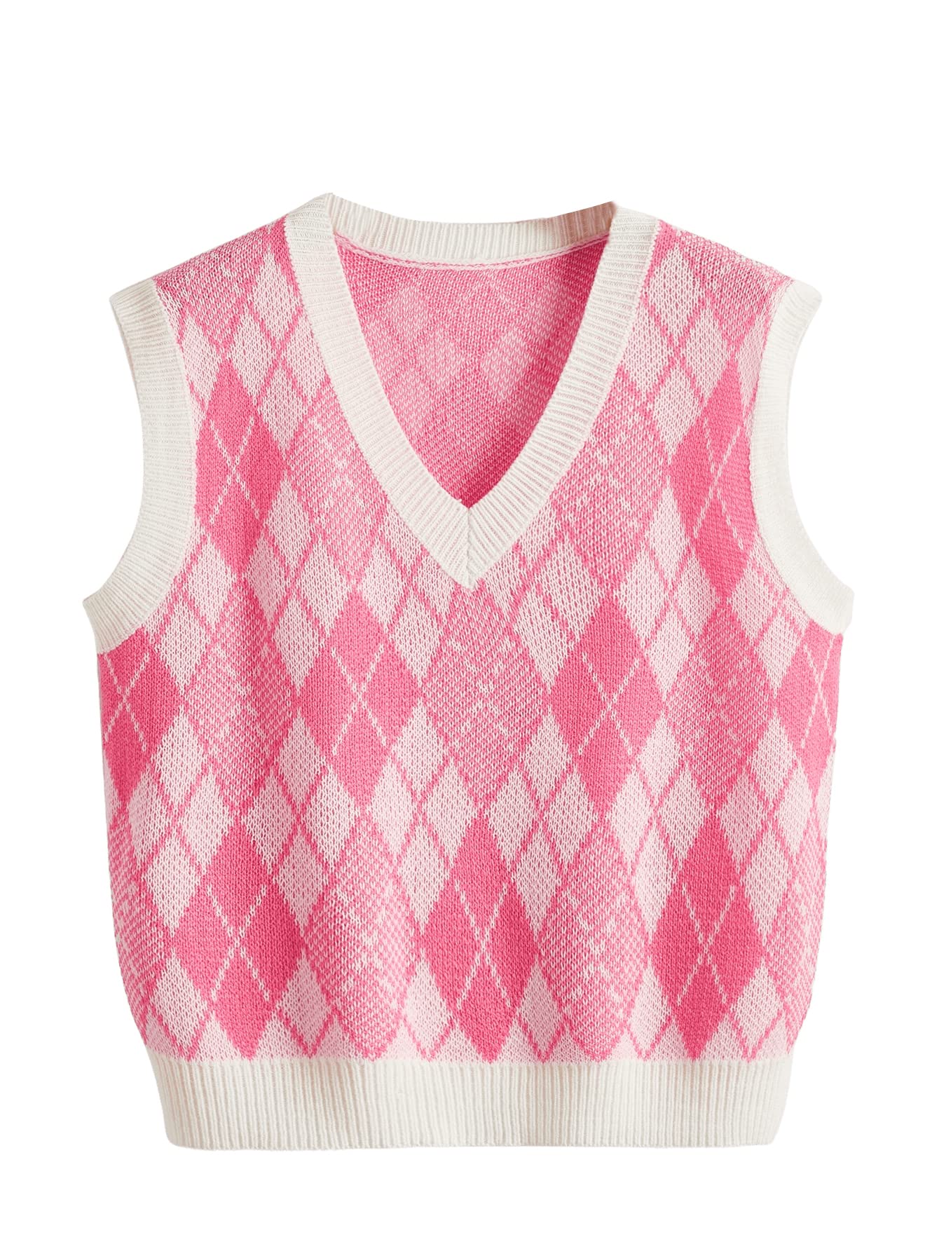 SweatyRocks Womens Sleeveless V Neck Knit Sweater Vest Skull Print Crop Tank Top