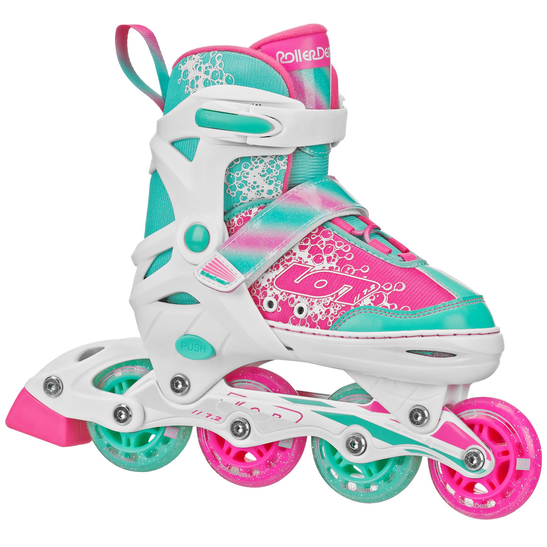 Roller Derby ION 7.2 Girl's Adjustable Inline Skates White/Pink Size