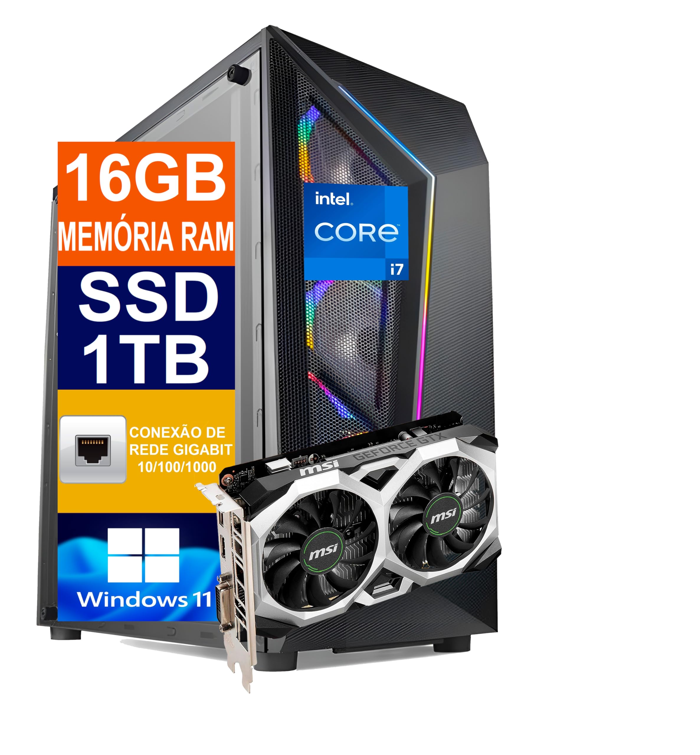 Pc Gamer Cpu Intel Core I7 6700 / SSD 1TB M.2 NVMe / 16GB Memória