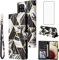 Vista 9 de Asuwish Funda compatible con Samsung Galaxy A22 4G de 6.4 pulgadas y protector de pantalla de vidrio templado, funda de cuero con tapa para Gaxaly