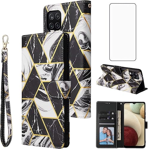 Miniatura 9 de Asuwish Funda compatible con Samsung Galaxy A22 4G de 6.4 pulgadas y protector de pantalla de vidrio templado, funda de cuero con tapa para Gaxaly