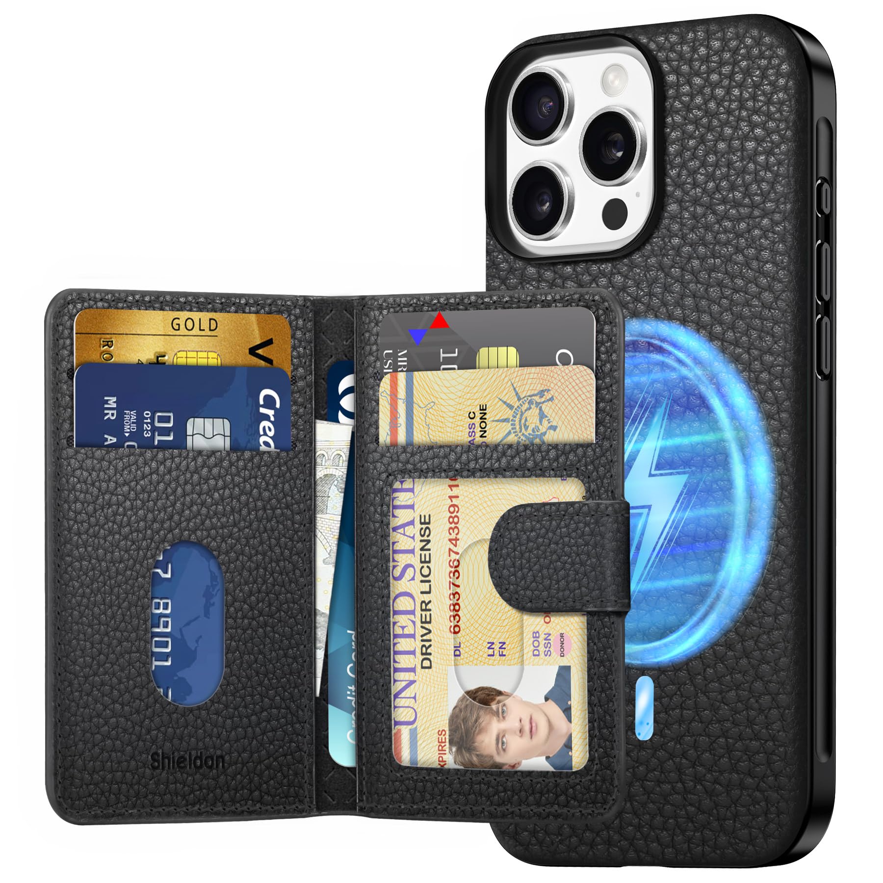 SHIELDON Case For IPhone 16 Pro, Genuine Leather 2 In 1 Detachable