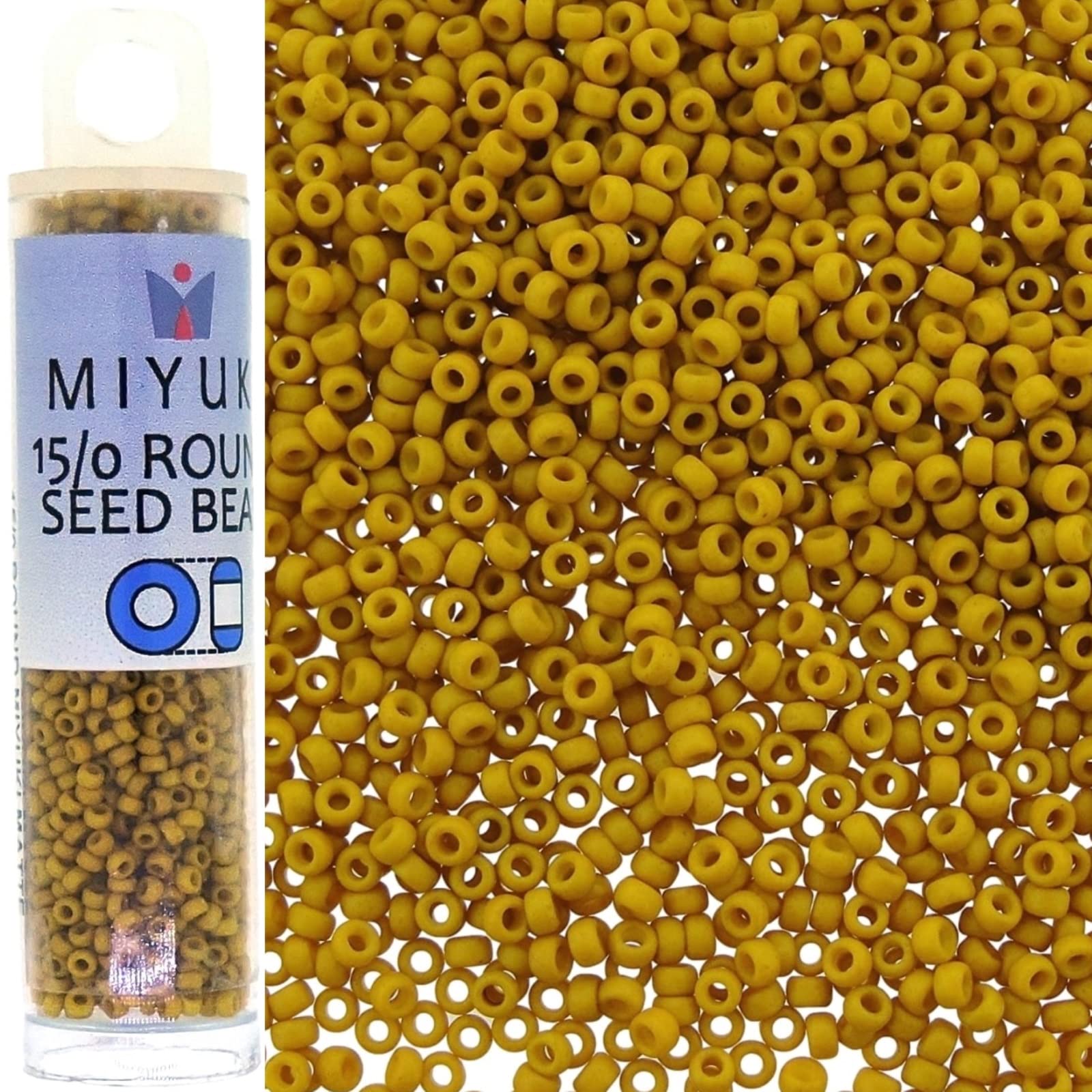Miyuki Round Seed Beads, Matte Opaque Mustard
