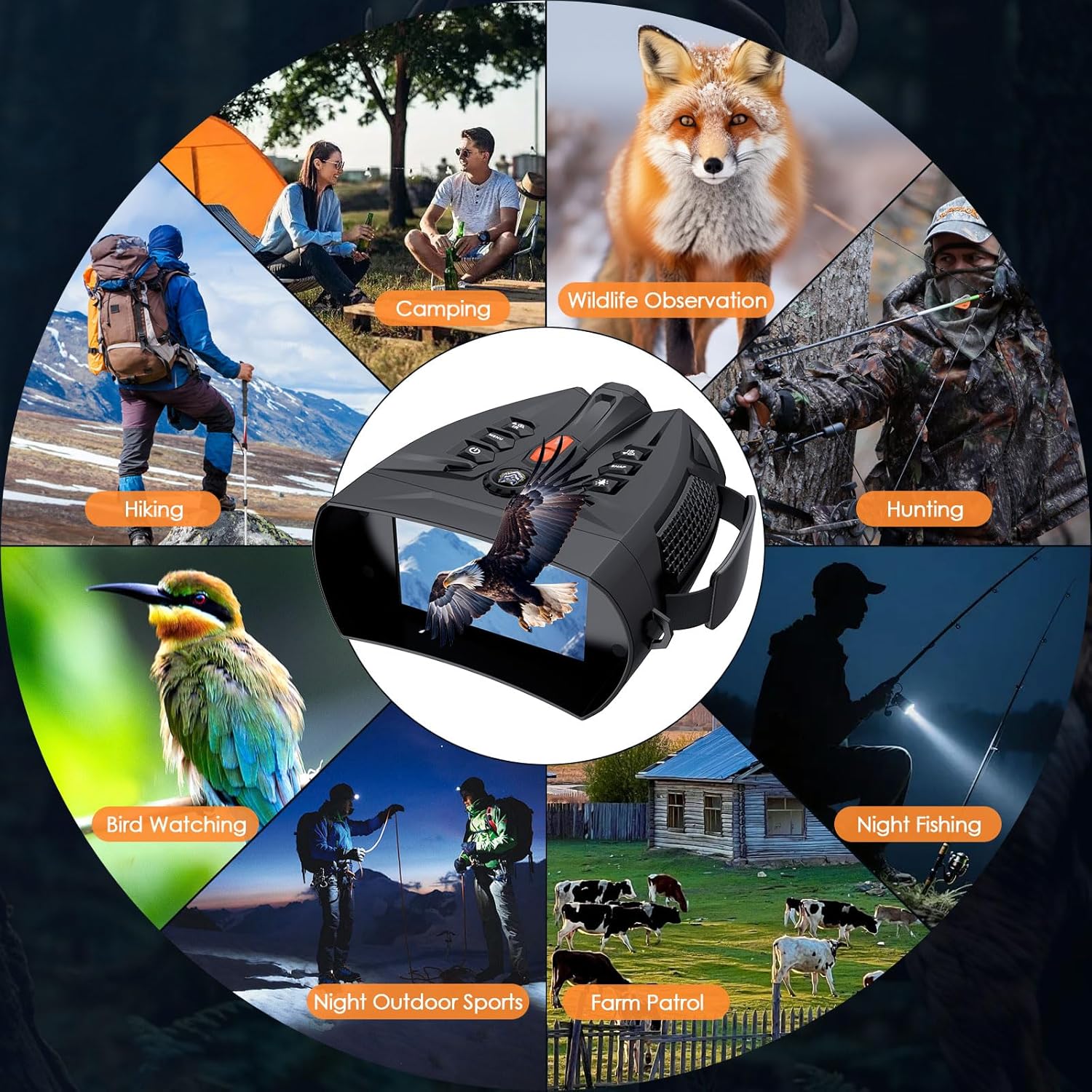 Night Vision Goggles for Adults, 4K Night Vision Binoculars with 5000mAh Battery, 32GB TF Card & 4'' HD Screen and Flashlight for Camping & Security, Hunting Gear Camping Gifts for Men Husband - Image 8