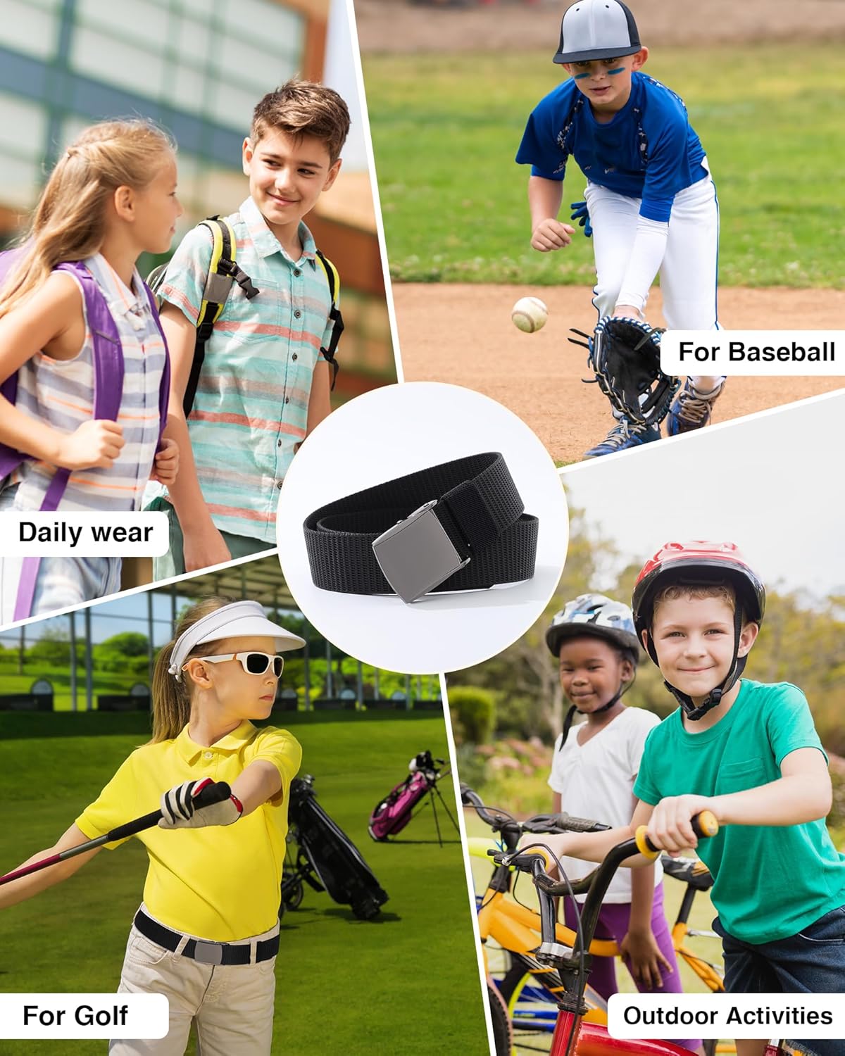 AWAYTR Nylon Boys Baseball Belt - Kids Golf Belt with Metal Buckle for Softball Pants School Uniform Jeans - Image 5