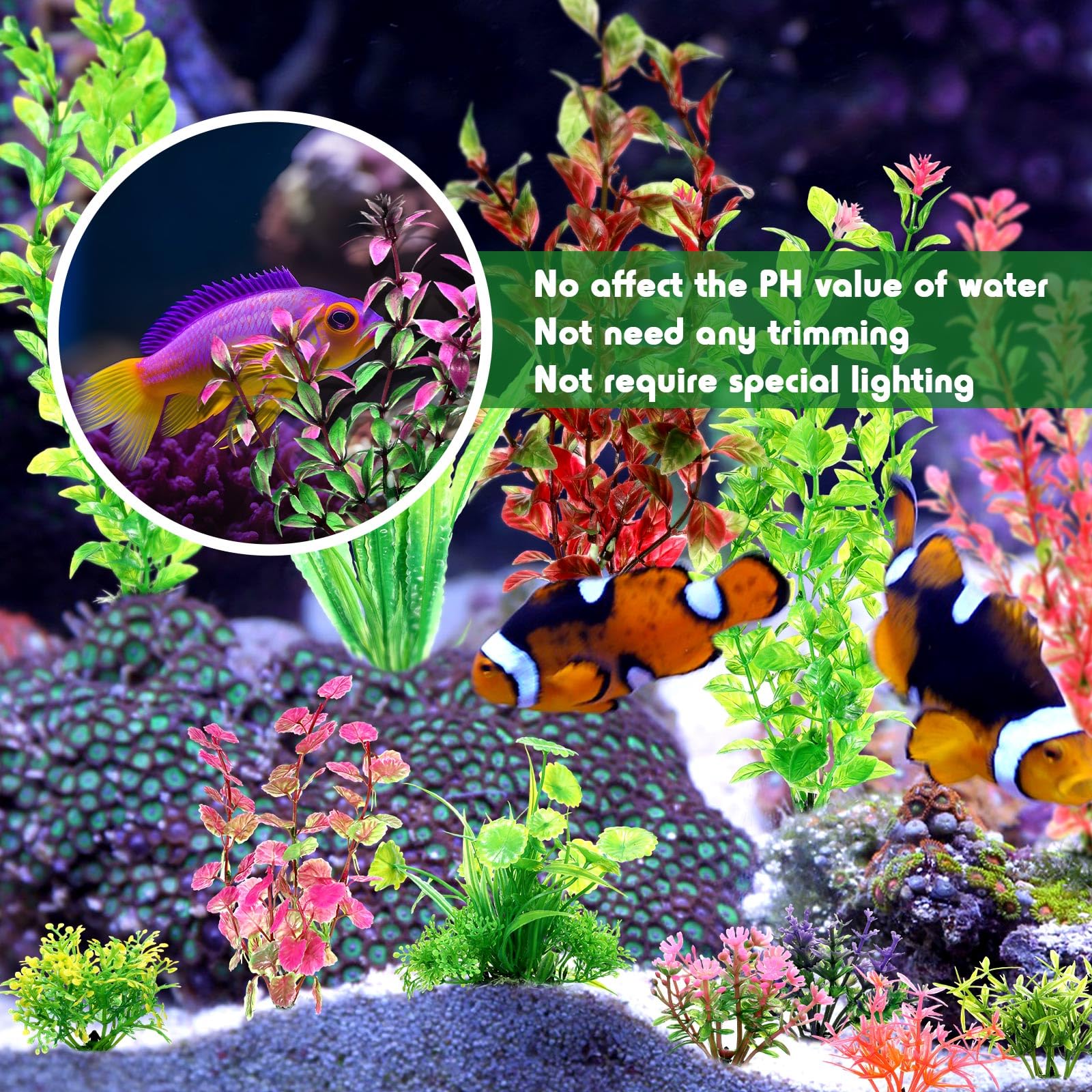 XunYee 100 Stück künstliche Aquariumdekorationen Kunststoff Aquarium Pflanzen Fisch Tank Pflanzen Schildkröte Betta Aquarium Zubehör Aquarium Dekor Kunststoffpflanzen für Haushalt und Büro Simulation