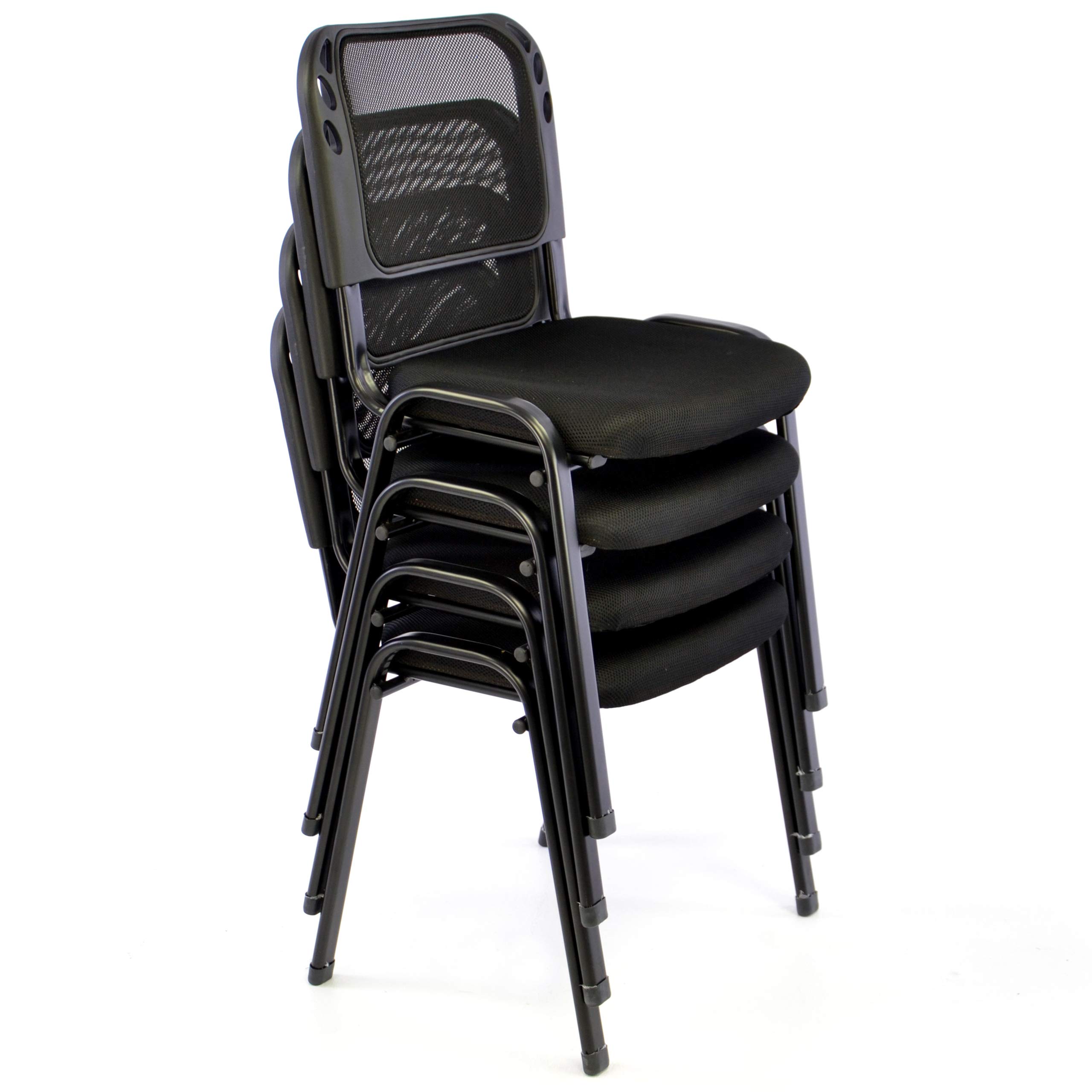 Nexos Trading Bürostuhl 8er Set Konferenzstuhl Besucherstuhl schwarz gepolsterte Sitzfläche stapelbar 52,5 x 45 x 80 cm Stapelstuhl Metallrahmen schwarz