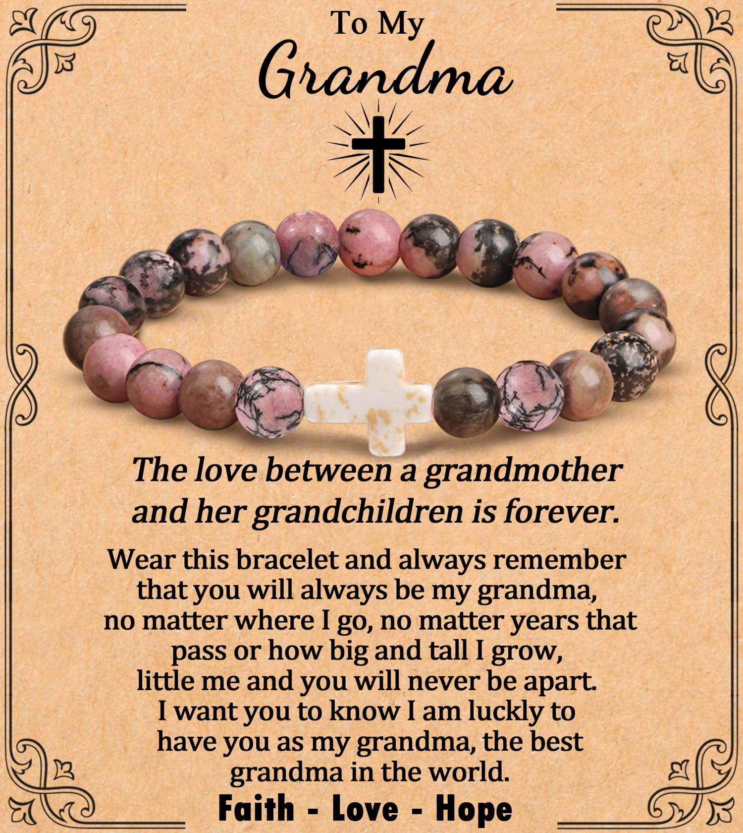 Cross Bracelet for Women Christian Gifts for Daughter Mom Grandma Niece Godmother Religious Baptism Jewelry Birthday Retirement Gifts Beaded Bracelet