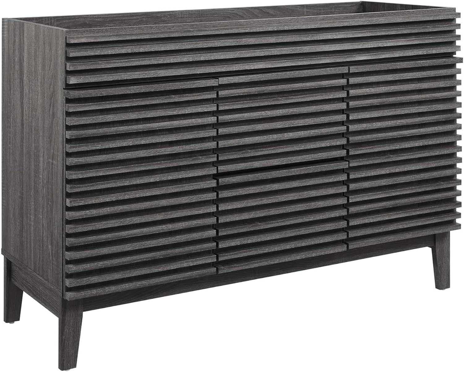 Ergode Render 48 Double Bathroom Vanity Cabinet-Mid-Century Modern Style, Smooth Laminate, Full-Extension Drawers, Soft-Close Doors