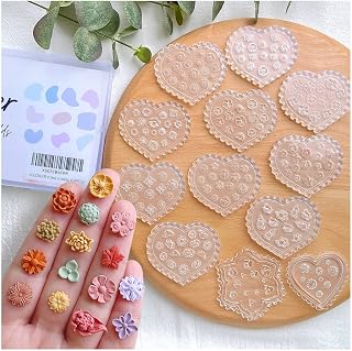 KEOKER Polymer Clay Molds - 12 Pcs Mini Floral Clay Molds for Jewelry Making, Earring Decoration (Substitute Polymer Clay Cutters)
