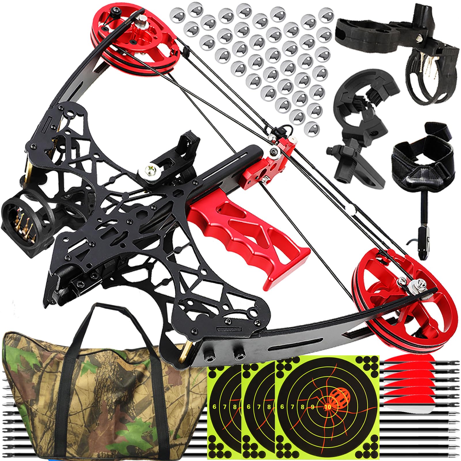 Set Arco Compound Tiro con l'arco compound adulti 45 libbre Mini Arco Compound con Pallini Kit Arco composto composito Arco da Caccia e Pesca Principianti Mancini Destrorsi