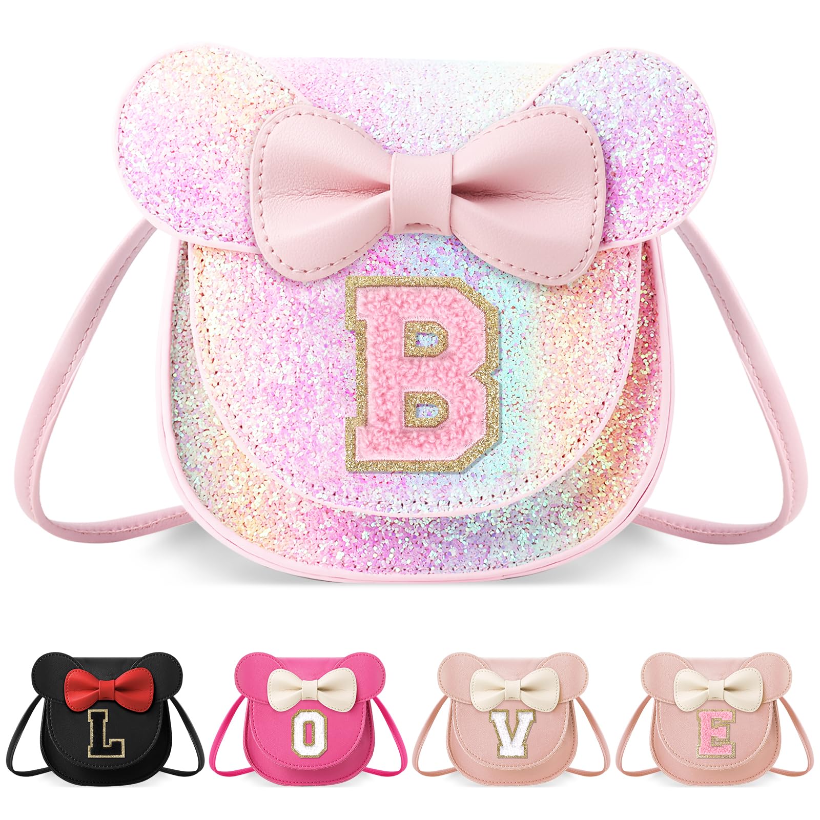 Little Girl Toddler Purse - Cute Mouse Ear Bow Crossbody Bag for 2-8 Year Olds - Birthday Gift