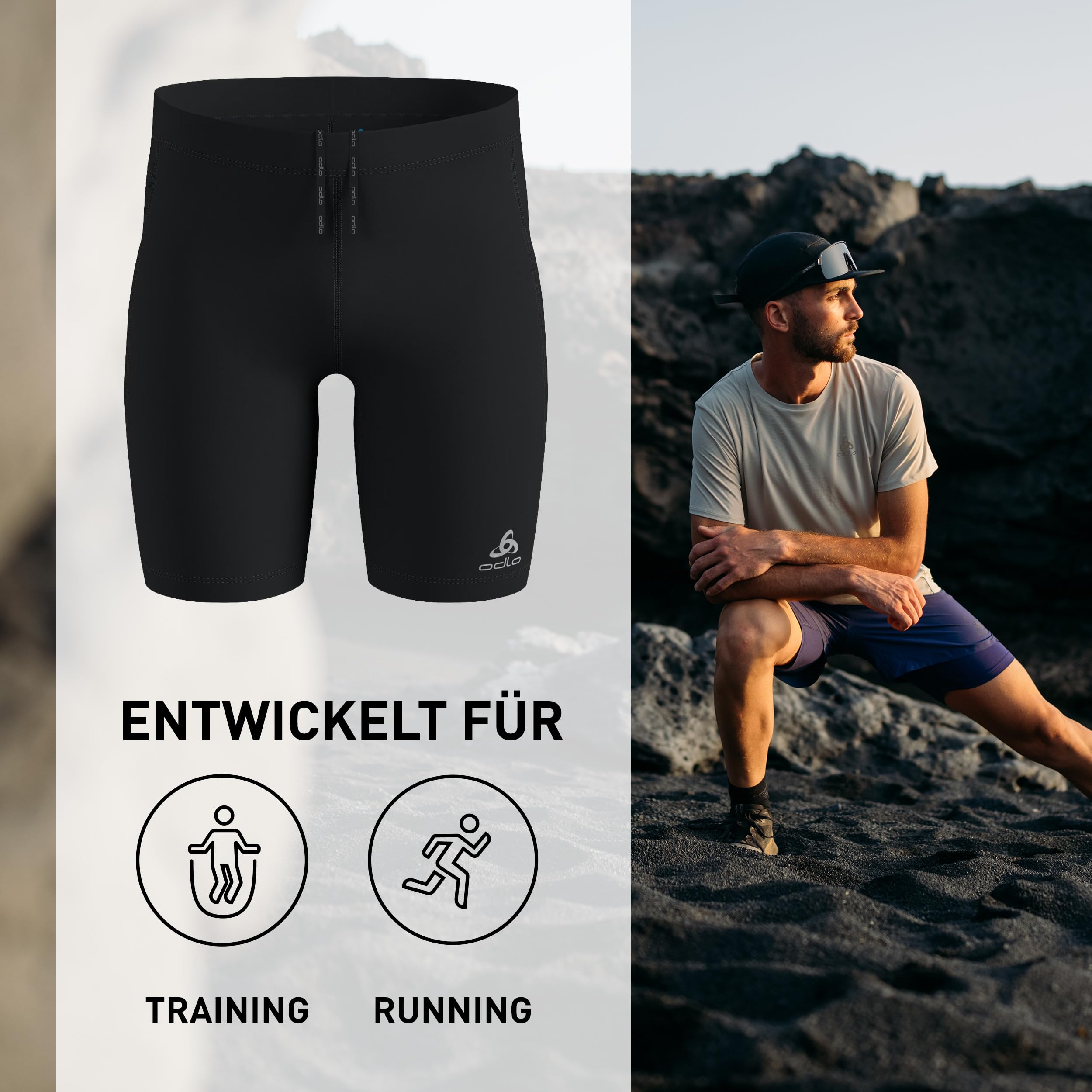 Odlo Essential Short Tights Herren Laufshort | Fitness- und Kompressionsshort mit verbesserte Passform | Hoher Komfort | Herren