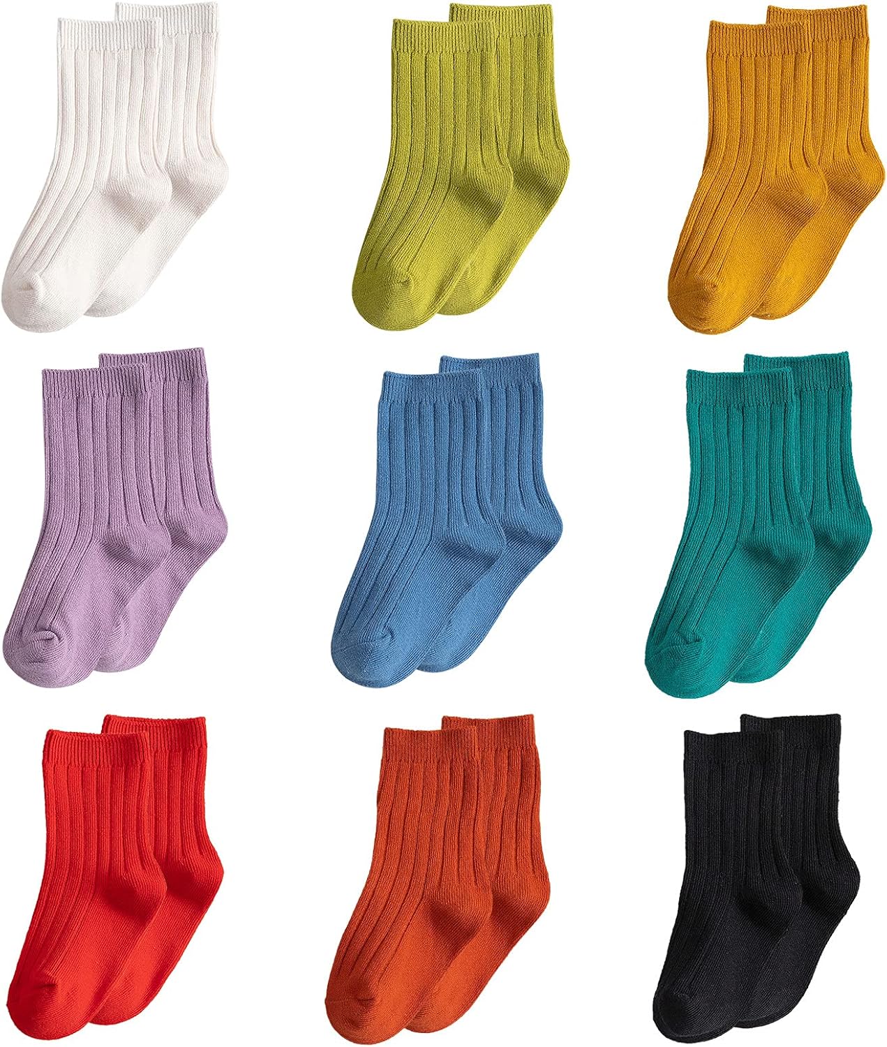 MINI PANDA Little Girl's Socks, Girls Socks Cute,girls Crew Socks 9 Pairs Pack