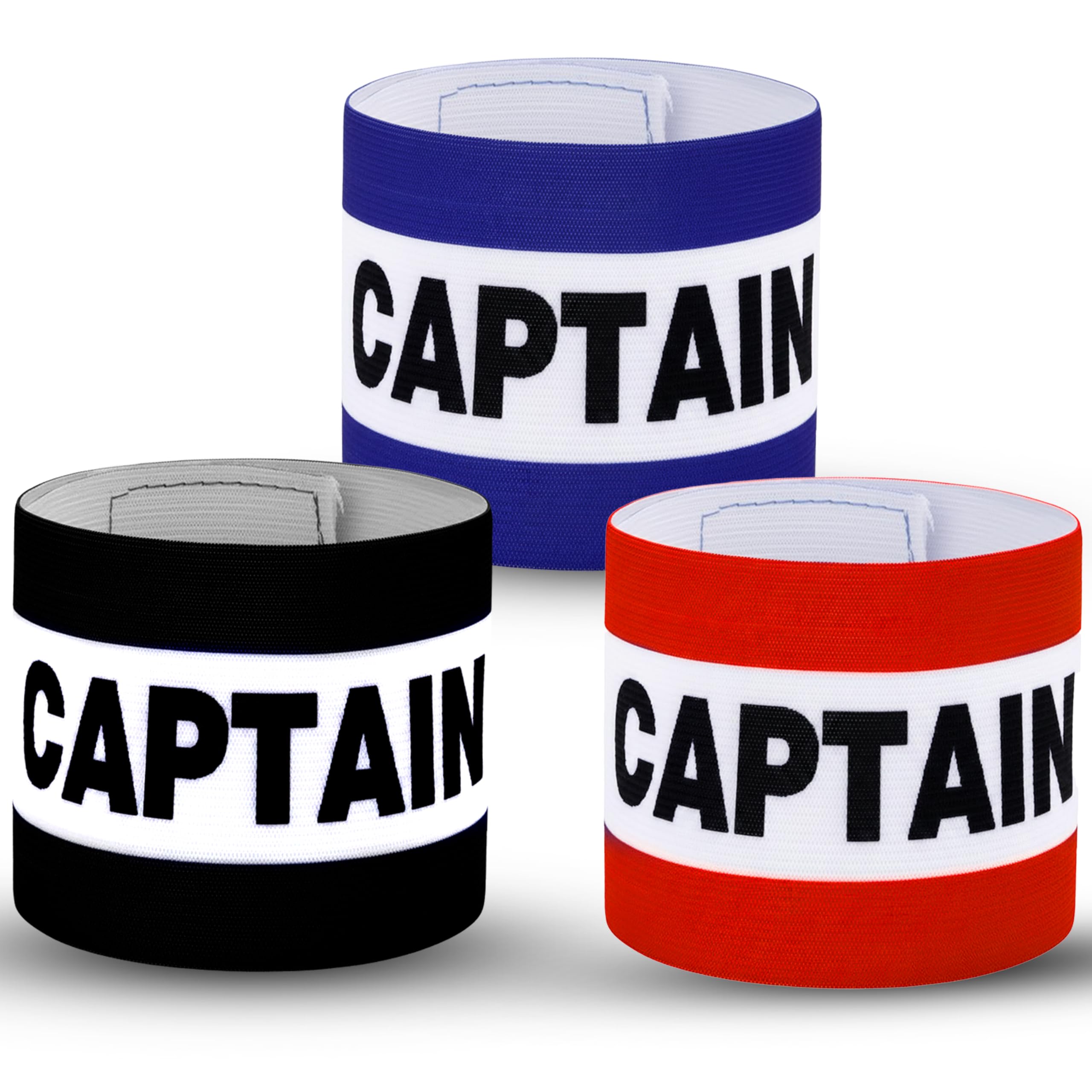 Mastery Captains Armband for Football Multicolor 3 Pcs – Elastic Sports Arm Band for Youths, Comfortable & Adjustable Captain Bands for Soccer & Team Sports | Boys & Girls (Cap. Armband 4)