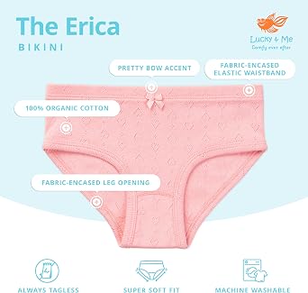 Lucky & Me Erica Girls GOTS, Organic Cotton Bikinis, 6 Pack