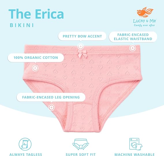 Lucky & Me Erica Girls GOTS, Organic Cotton Bikinis, 6 Pack