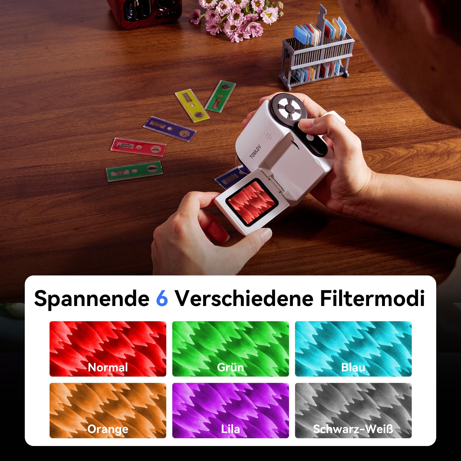 TOMLOV P20 Handheld Digital Mikroskop für Kinder, Mehrere Taschenmikroskop, Tragbare 1080P DV-Kamera mit klappbarem 2-Zoll-LCD-Bildschirm, Kompatibel mit MacOS & Windows, 6 Pcs Objektträger, 32GB