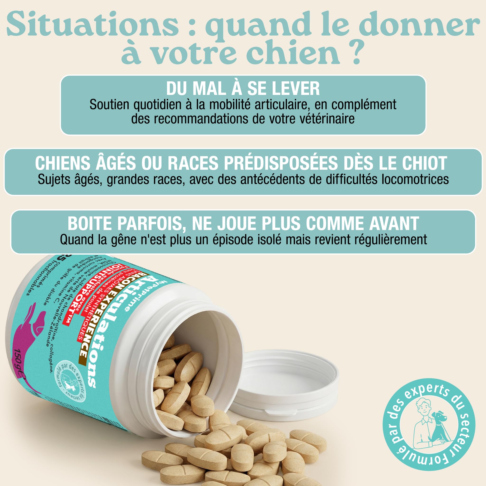 MyPetPrime Articulations Chien Complément Alimentaire 125 Comprimés | Nouvelle Formule JointSupport avec MSM, Poudre de Moule Verte, Glucosamine et Griffe du Diable