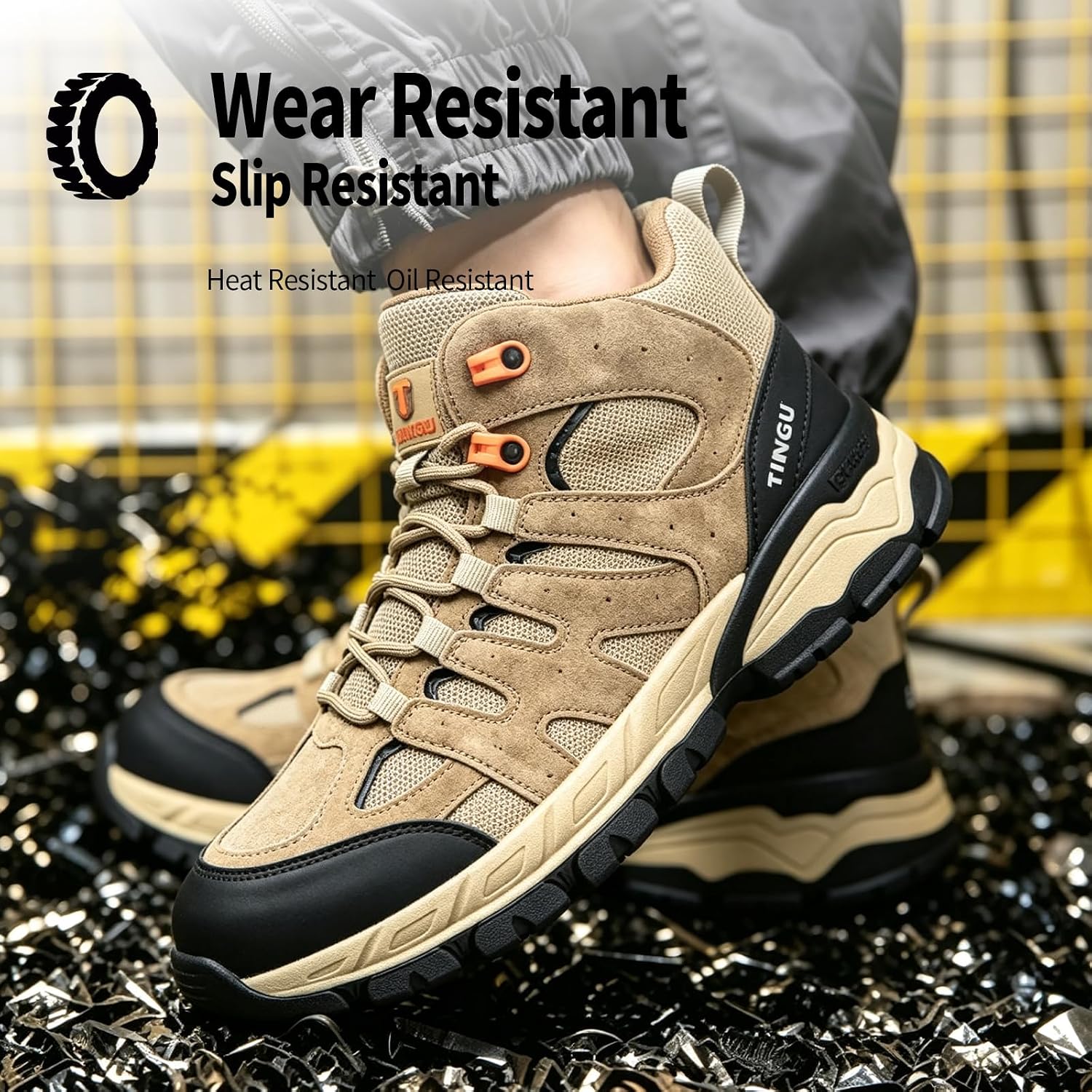 Steel Toe Shoes for Men, Work Shoes for Men,Indestructible Steel Toe Boots,Industry Construction Safety Work Boots for Men,Puncture Proof Construction Safety Shoes