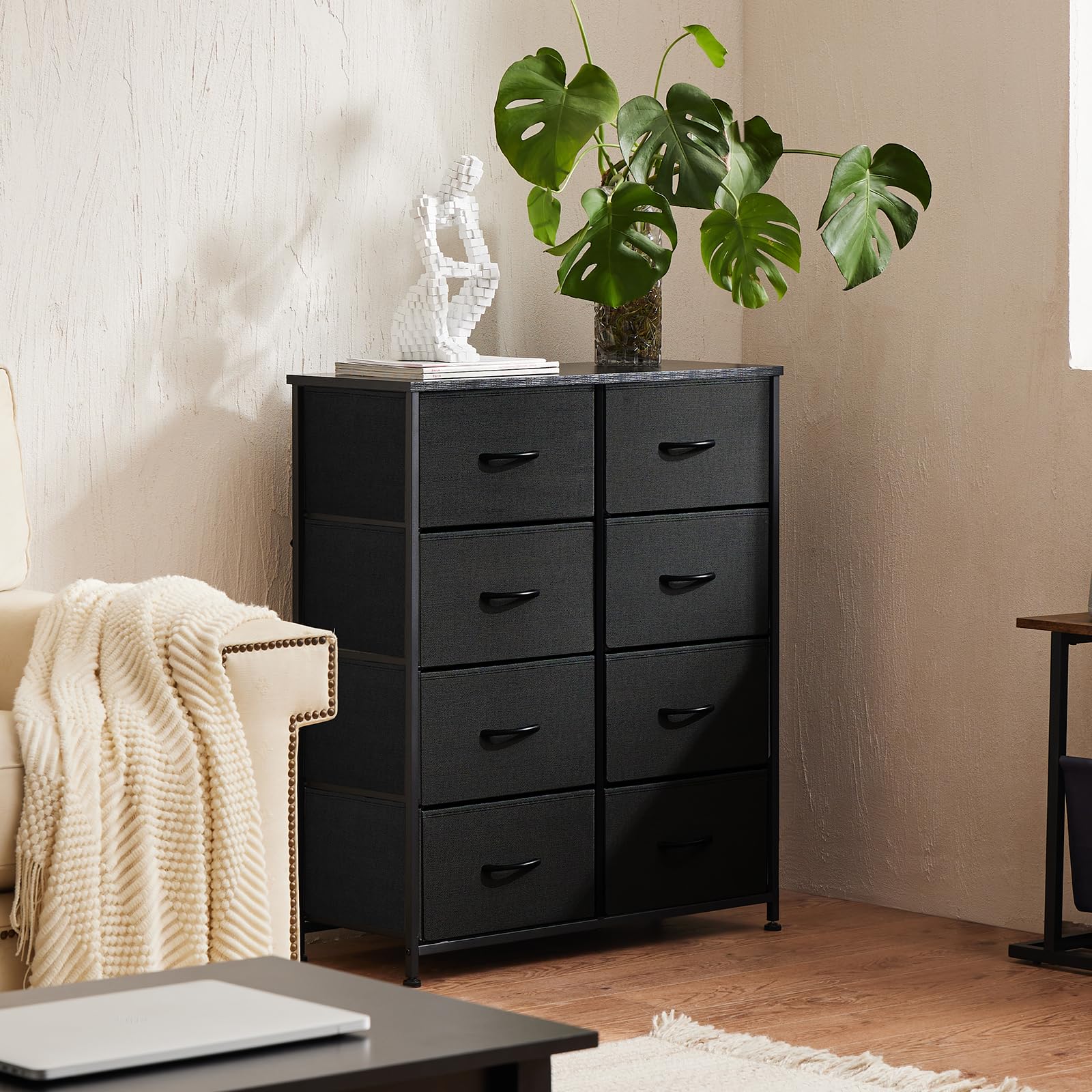 Best Fabric Dresser Picks for 2026 3 Sweetcrispy 8 Drawer Black Dresser for Bedroom Tall, Organizer Storage — product photo