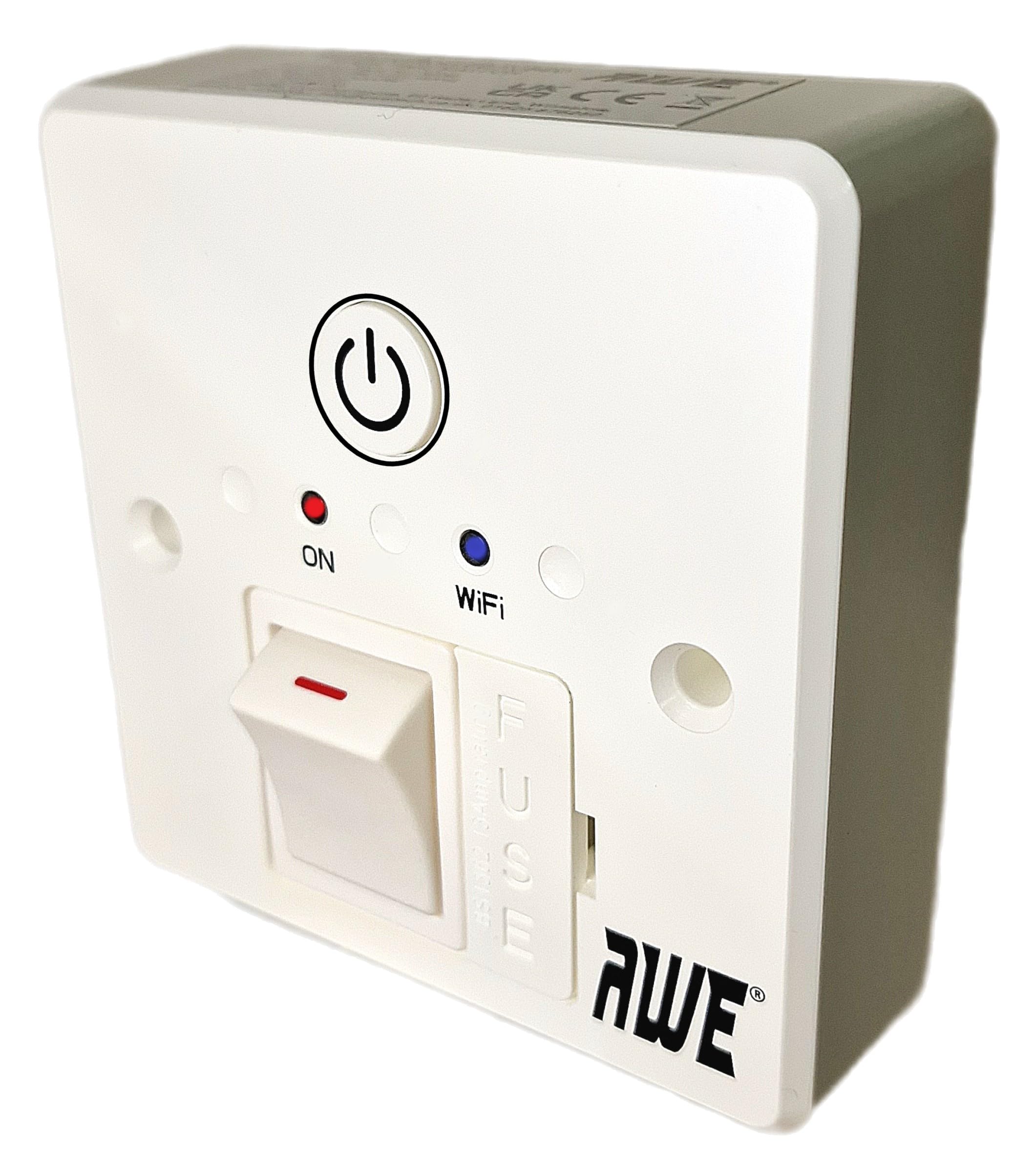 Awe White With Blue Accents Smart Wifi Fused 13A Timer Spur Save £££ Electric Heating, Immersers, Aga's, Towel Rails & Lighting | 5Yr Warranty* | Alexa & Google Voice Control | Set Timers & Daily App Schedules