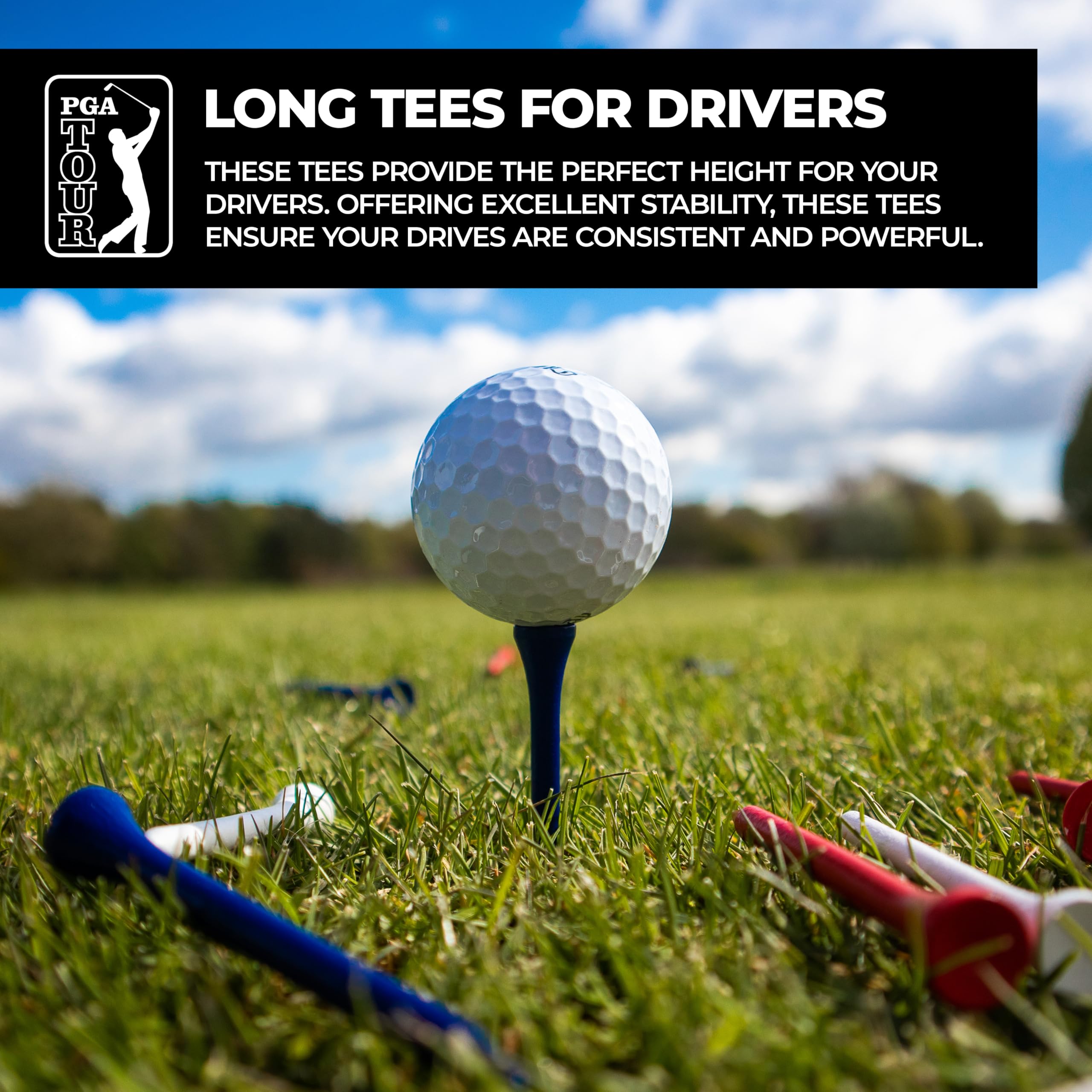 PGA Tour Tees de Golf 7 cm Madera Rojo/Blanco/Azul Paquete 100