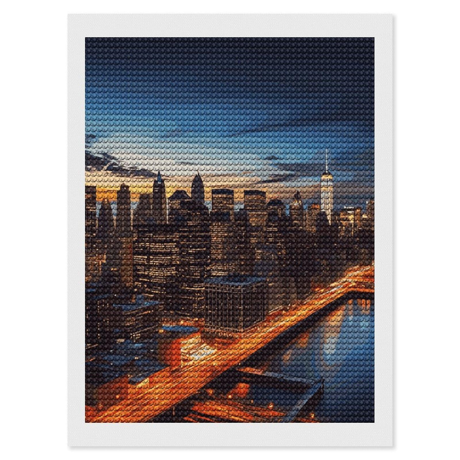 DWVTSLH New York City Scenery Diamond Painting Kits for Adults, Personalized Diamond Photo Art Full Drill, DIY 5D Diamond Art Painting Kits for Beginners, Home Wall Decor 12"x16"