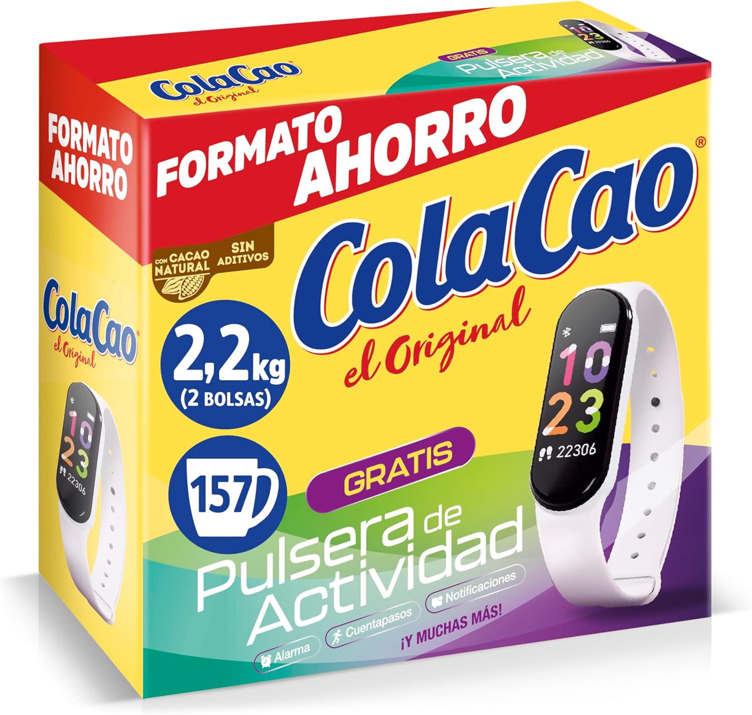 2,2kg de ColaCao con pulsera de actividad por 16,14€ (en compra recurrente)
