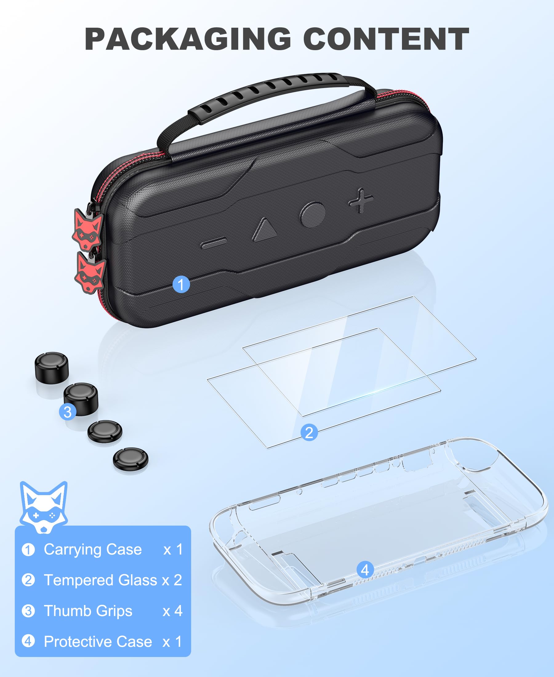 Borsa per il trasporto compatibile con Nintendo Switch OLED/Switch Console, custodia rigida per switch portatile, borsa da viaggio con tasche per accessori e con 10 giochi di archiviazione, nero
