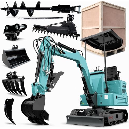 3100 lb Compact Mini Excavator with Kubota-Engine | Hydraulic Thumb Mini Excavator, 90% Pre-Assembled, Heavy-Duty Crate Packaging for Landscaping, Farming & Small Construction