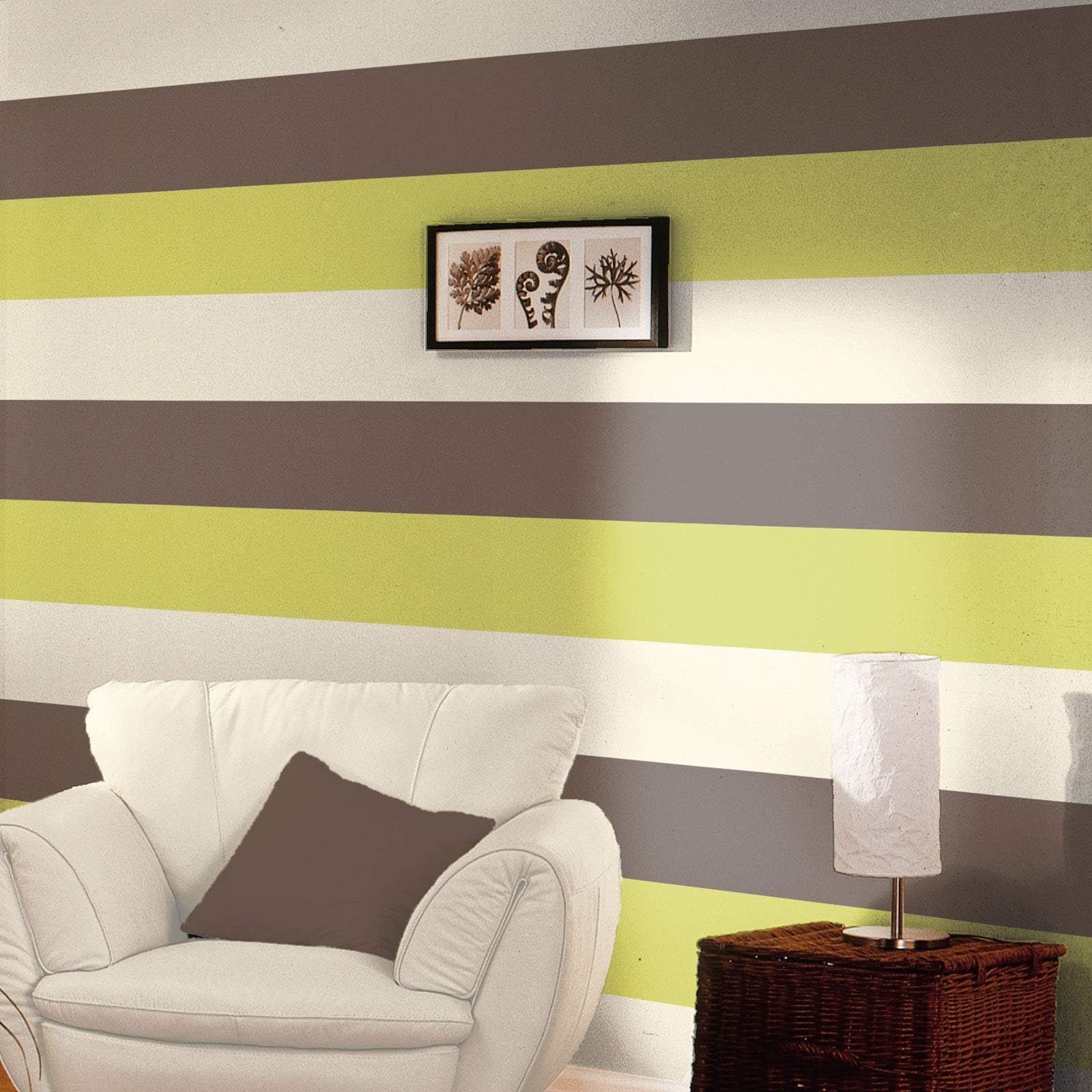 Chocolate Brown / Lime Green / Cream - 40904 - Olivia Stripe - Wallpaper
