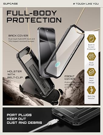 SUPCASE for Google Pixel 10 Pro XL Case (2025) with Screen Protector, Black