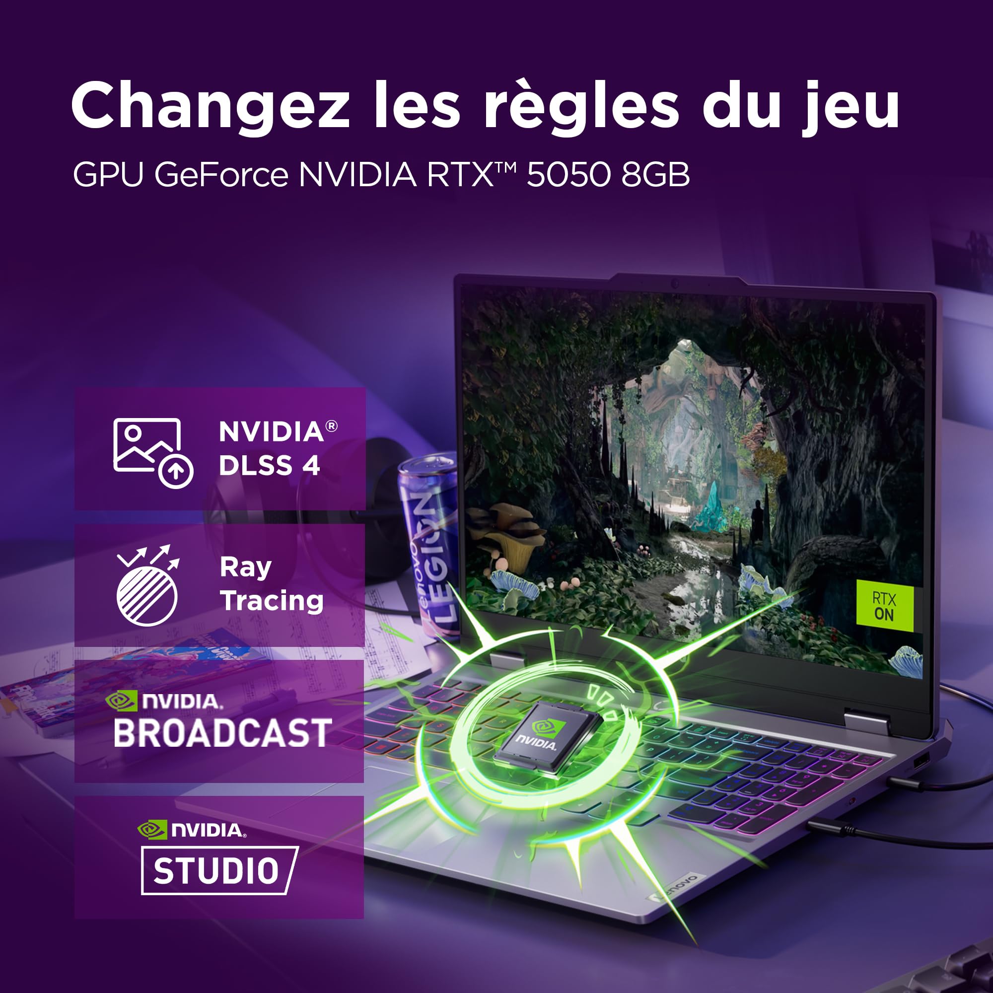 Lenovo LOQ 15IRX10 - Ordinateur Portable Gaming 15.6'' FHD 144Hz (Intel Core i5-13450HX, RAM 16Go, SSD 512Go, NVIDIA RTX 5050 8GB, sans Système d'Exploitation) Clavier rétroéclairé blanc AZERTY - Gris