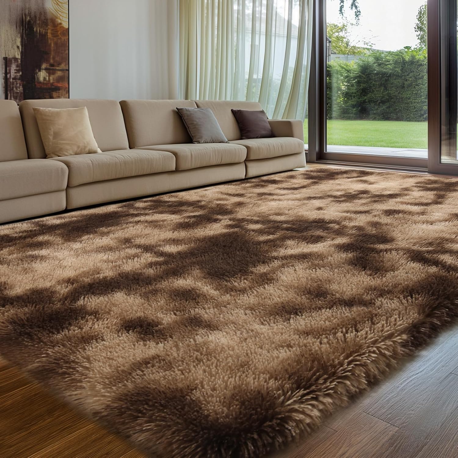 Treeboy Modern Rugs Living Room 240x300cm,Grey Area Rugs for Bedroom,Washable Anti-Slip Extra Large Shaggy Soft Carpet Mat Living Room Fluffy Floor Rugs Mat for Kids Room