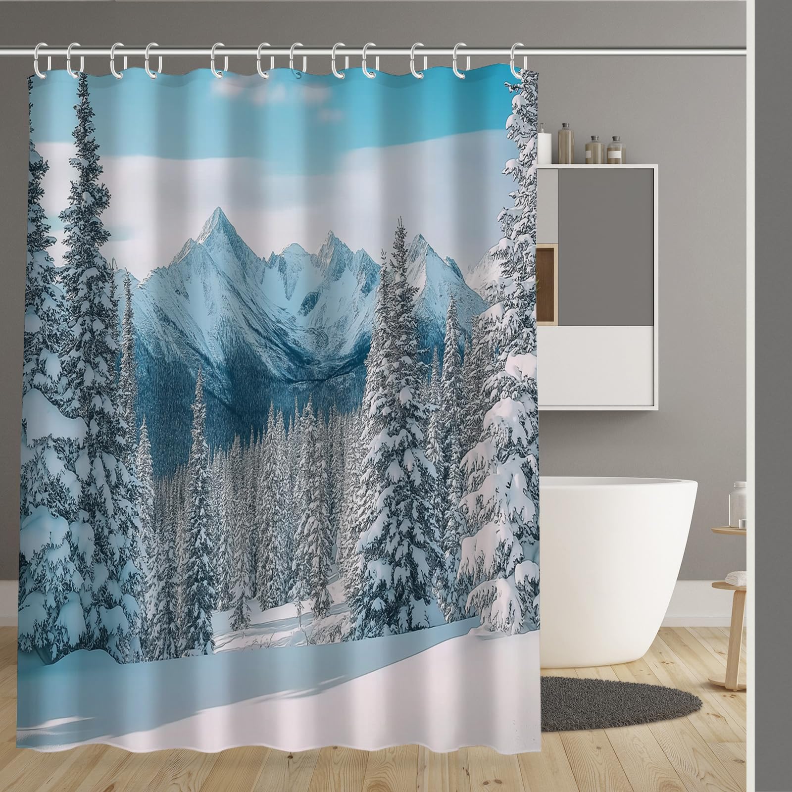 Rideau de douche polyester étanche 180x180 rideau salle de bain avec crochets