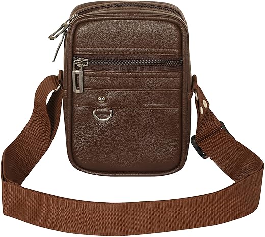 Pramadda Pure Luxury Gloss Leather Small Sling Bag for Men | Chest Slinger bag | Crossbody Bag| Side Bag Men | Mini Leather Slings | Corporate Gift Item | Passport Sling.