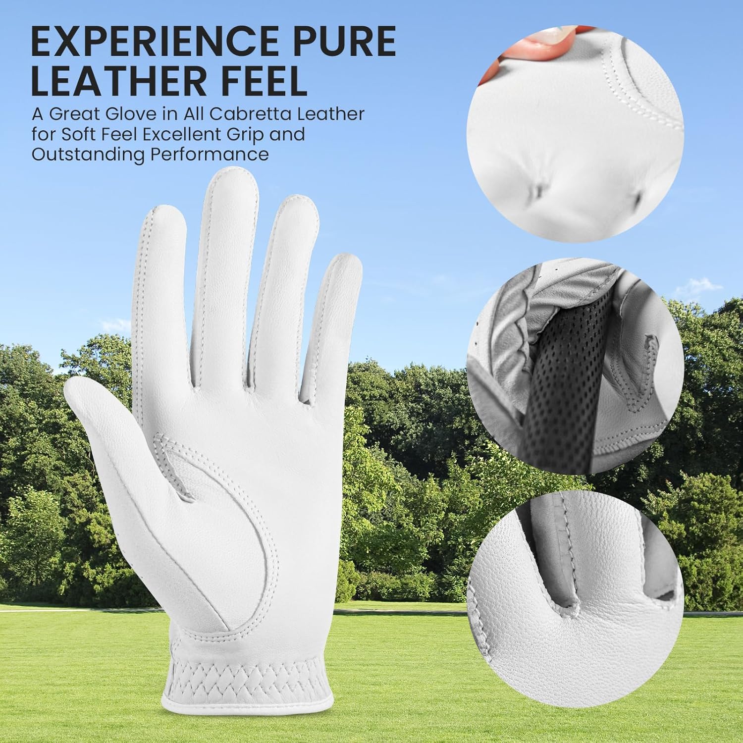 Amy Sport Womens Golf Glove 1 Pack with 2 Ball Marker & 1 Hat Clip & 10 Plastic Tees, Microfiber & Leather All Weather Grip Glove for Left or Right Hand, Soft Comfortable Ladies Gloves - Image 3