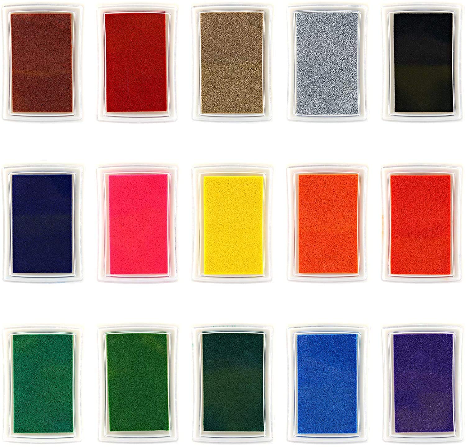 KesoteInk Pads 15 Colors Ink Pad Non-Toxic Finger Ink Pad Stamp for Scrapbooking Card Making Paper Craft Fabric Scrapbook Birthday Canvas Wedding Rubber Art Stamp Card Making