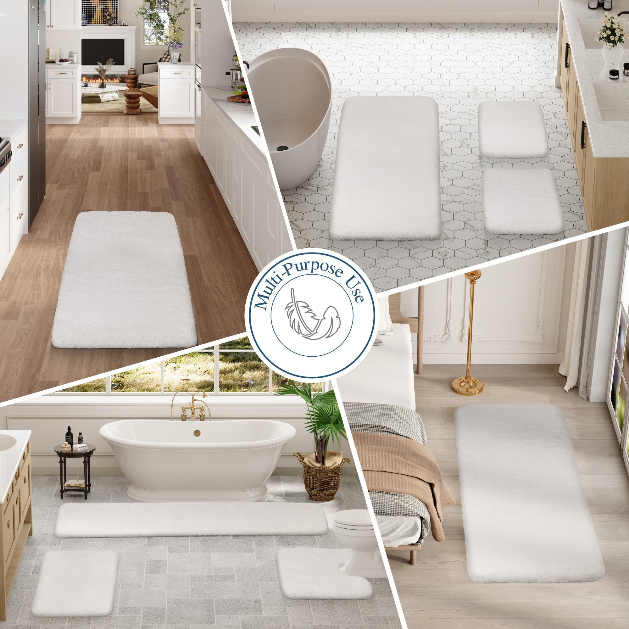 Amazon.com: Walensee Large Bathroom Rug (24 x 72, Ivory) Extra