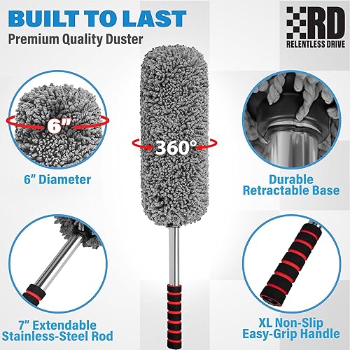 Miniatura 3 de Último plumero para autos El mejor plumero de uso polivalente de microfibras Uso exterior o interior Libre de pelusas y con largo mango extensible e
