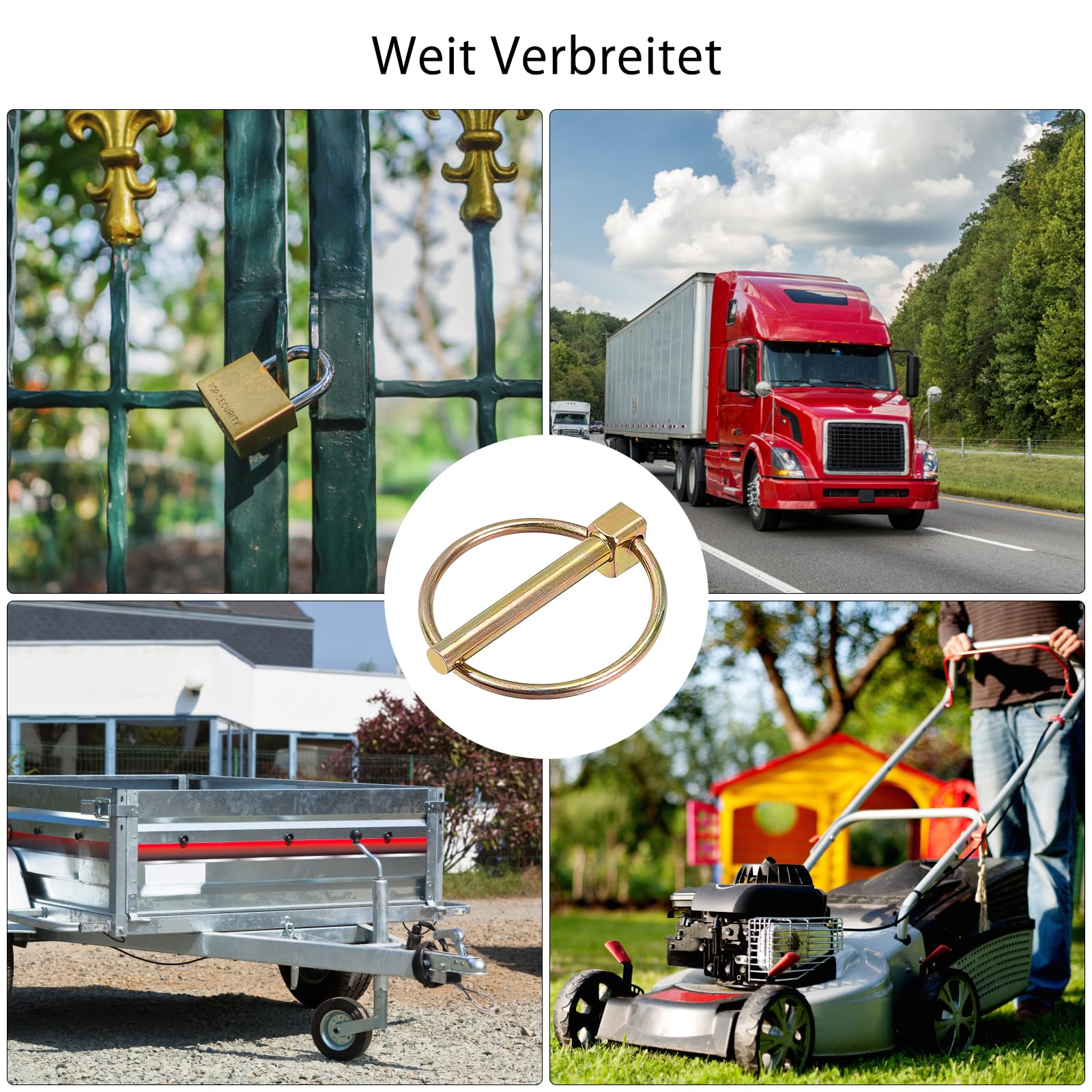 HENGBIRD 10 Pezzi Perno di Bloccaggio Coppiglie A Scatto, Perni di Sicurezza, Anello O Pin Trattori, Anello O-Pin Perno di Fissaggio Boccole per Trattori Agricoli Rimorchi Camion Tosaerba Carrello