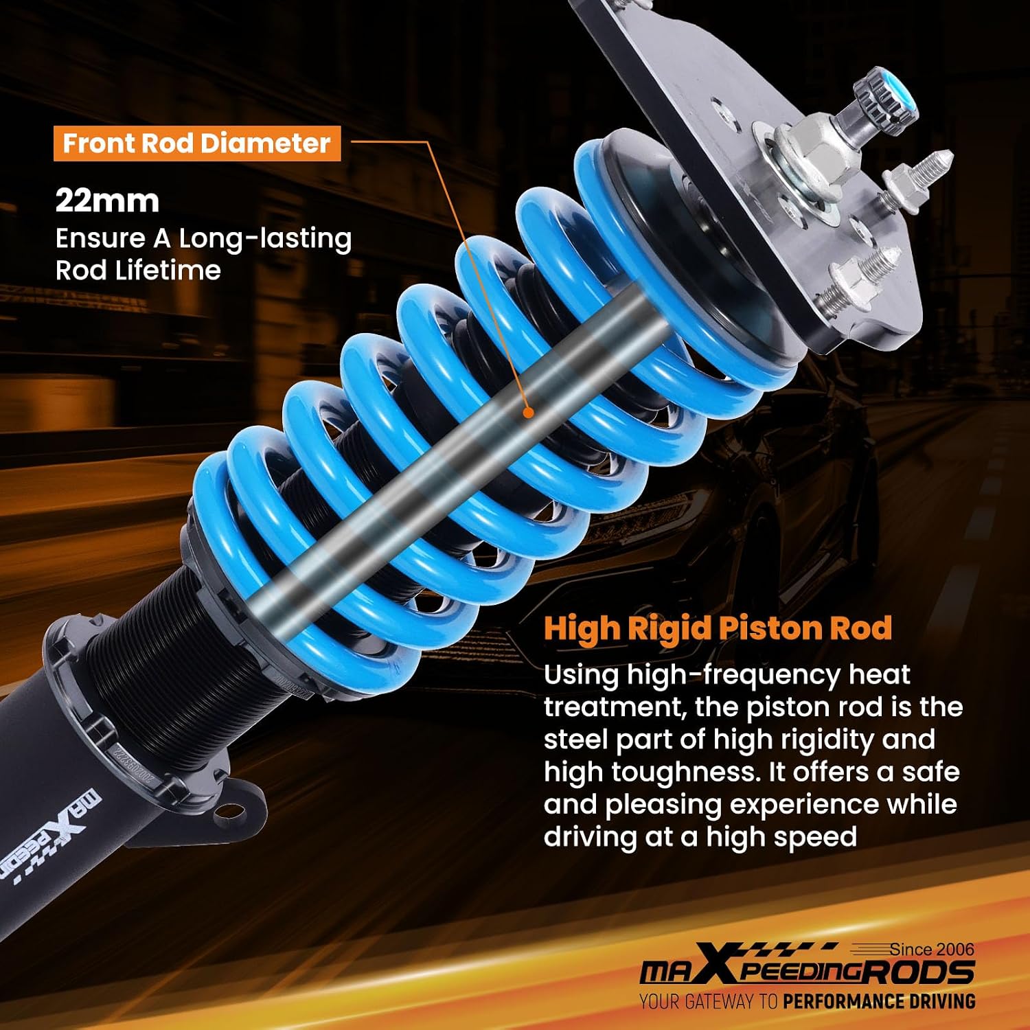 maXpeedingrods Coilover for Mini R50 R53 2001-2006, for Mini R52 2004-2007, 24 Levels Damper Adjustable Coilovers Suspension Kits, Height Adjustable Shock Absorber, T6 Upgraded Lowering Kits Blue
