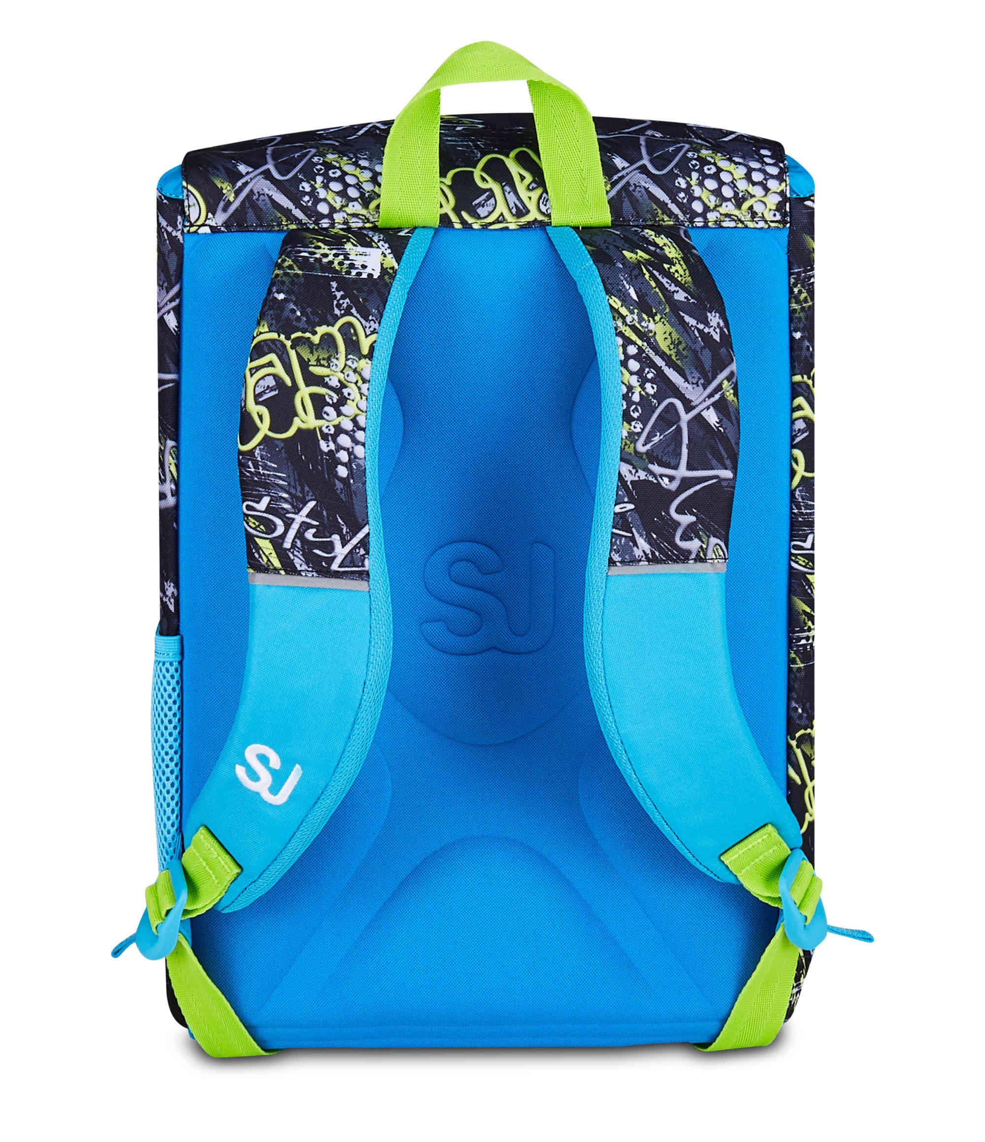 SJ GANG STYLE JAM GANG Zaino Scuola Estensibile SOFT POUCH BOY, Nero, 24L, Zip Laterali, Applicazione cappellino in silicone, Tasca frontale, Tasca portaborraccia, Scuola elementare, Bambino