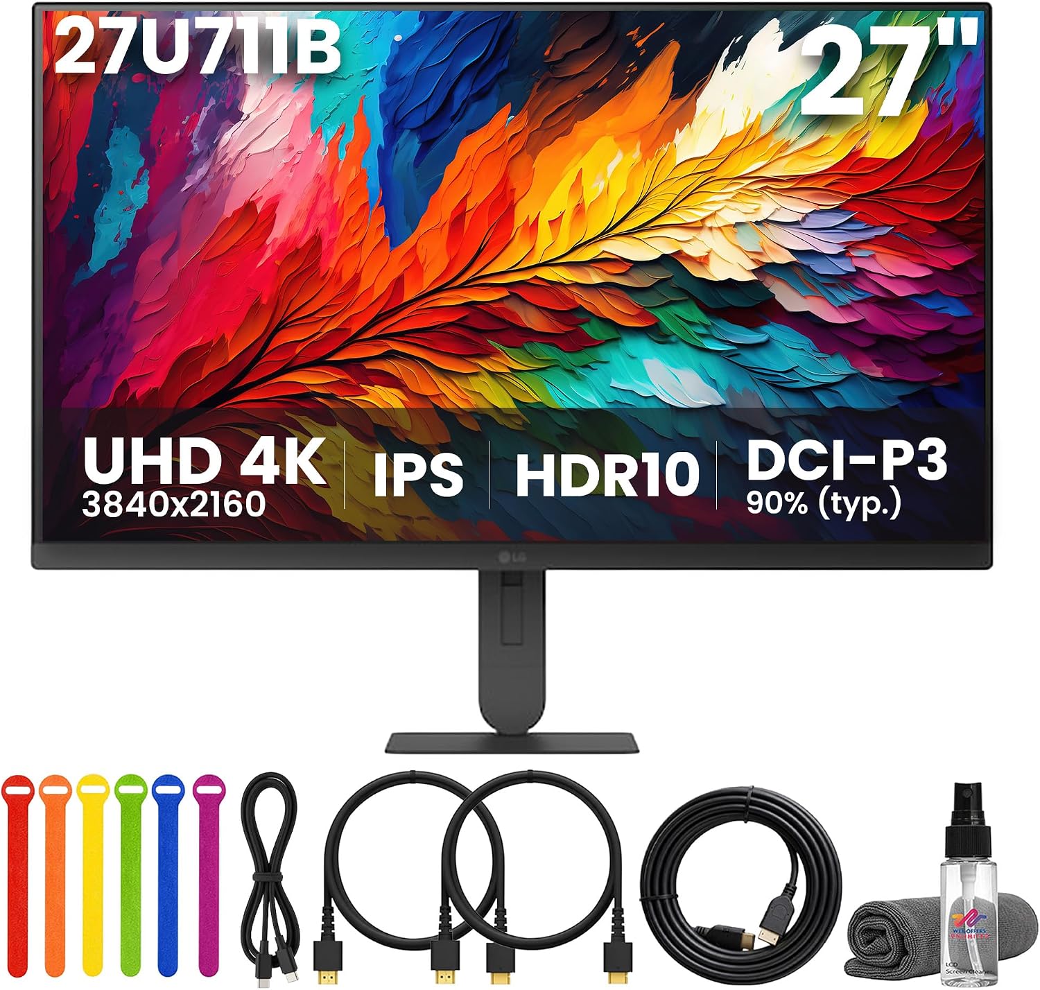 Ultrafine U7 27" UHD 4K IPS Monitor 27U711-B | 1-Pack Bundle + More | | Ideal for Office Productivity, Graphic Design, Photo Editing, Programming, and Immersive 4K HDR Entertainment.
