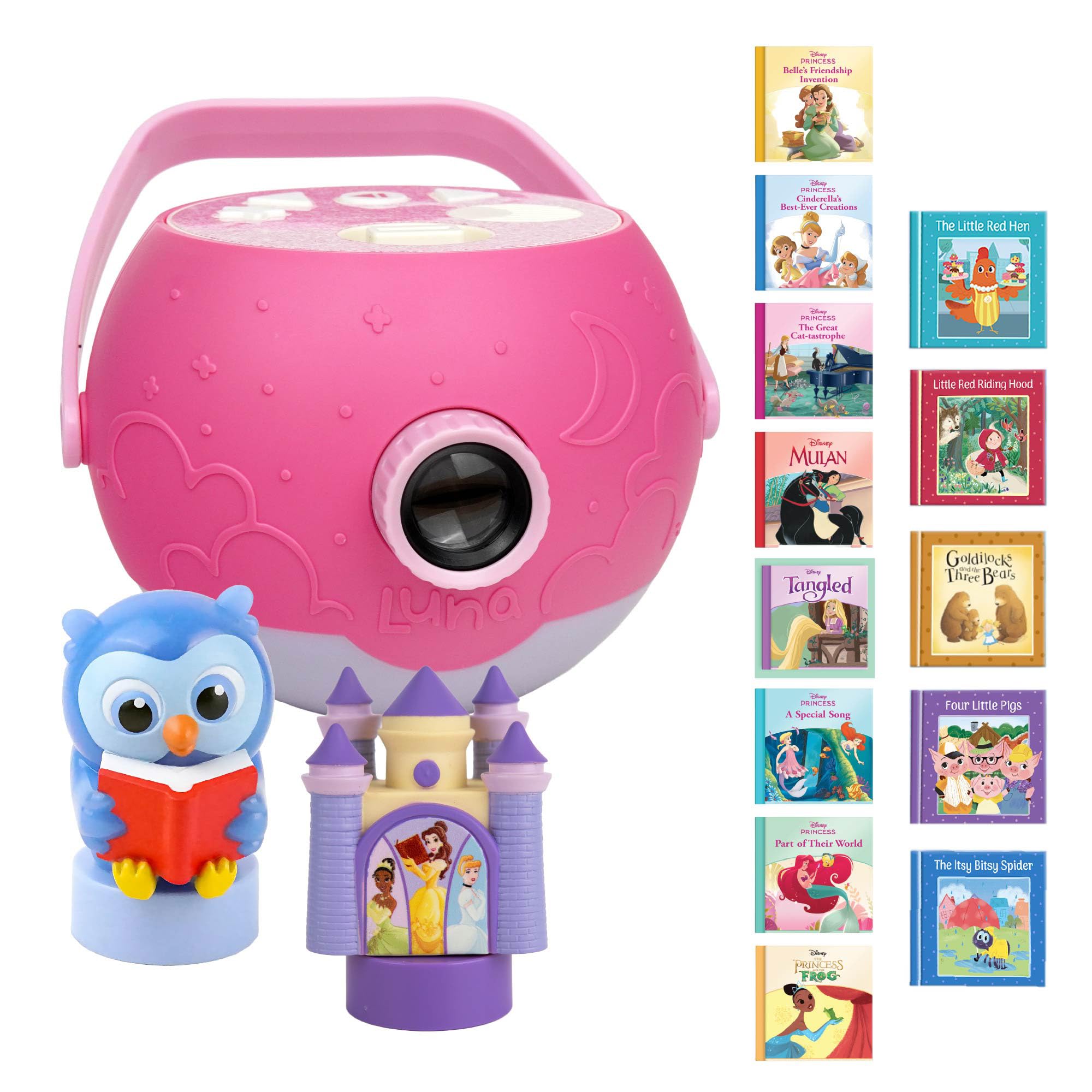 Kids Book Pink Projector - 8 Disney Princess Stories &amp; Owl with 5 Classic Fairytales and 5 Songs Ages 3+