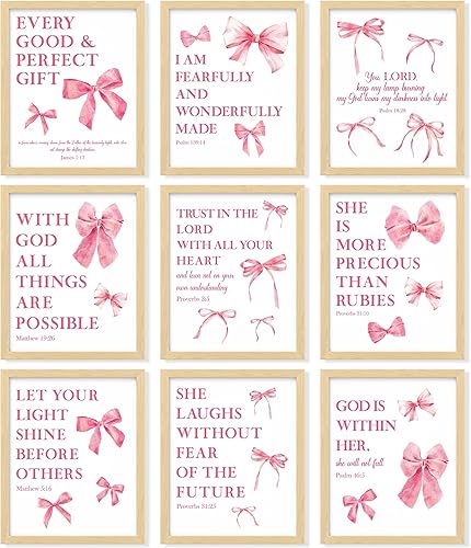 97 Decor Pink Coquette Room Decor For Teen Girls - Light Pink Wall Art For Bedroom, Trendy Bow Pictures For Bathroom Dorm Decorations, Cute Preppy Posters For Room Aesthetic (8x10 Unframed)