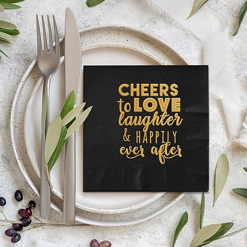 Vista 18 de Cheers to Love and Laughter Wedding Cocktail Napkins – 50 PCS 3-Ply Funny Wedding Napkins For Reception, Bridal Shower, Rehearsal Dinner, and Rose