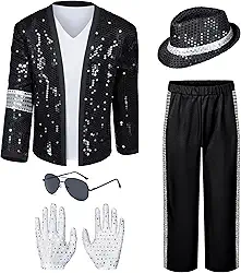 Fantasia masculina de estrela de dança para adultos dos anos 80 e 90 com glitter, festa de Halloween, cosplay